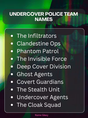 Undercover Police Team Names