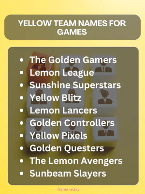 Yellow Team Names for Games