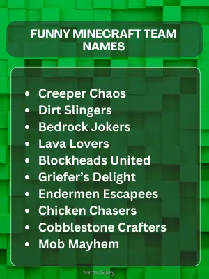 Funny Minecraft Team Names