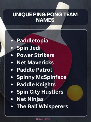 Unique Ping Pong Team Names