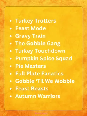 Best Thanksgiving Team Names